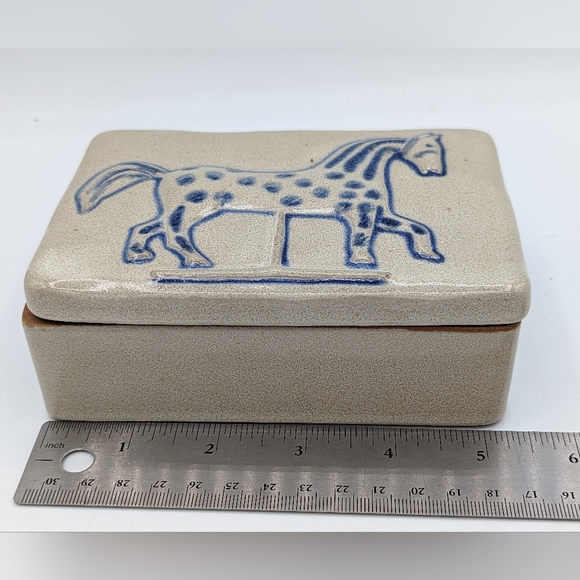 Museum of American Folk Art Blue Carousel Horse Ceramic Trinket Box - Picture 7 of 8